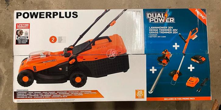 NIEUW Powerplus-gereedschapspakket met batterij en oplader, Tuin en Terras, Grasmaaiers, Nieuw, Accu-grasmaaier, Ophalen