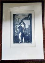 René De Coninck - ets - "naakt" - getekend/kader, Ophalen of Verzenden