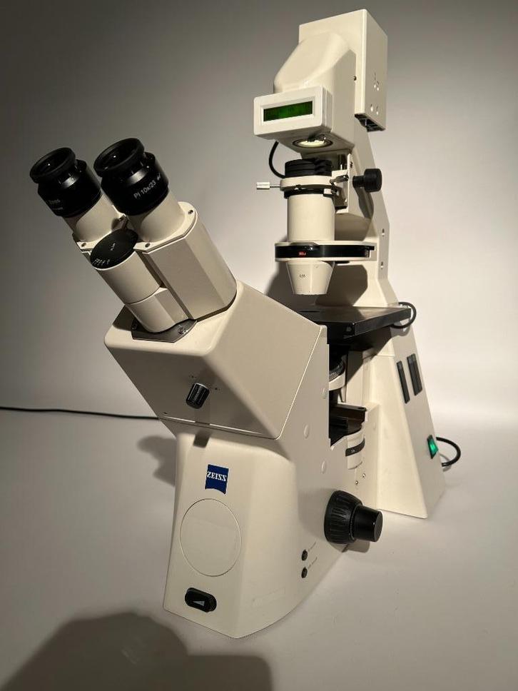 ZEISS Axiovert 200 met camera poort microscoop, Audio, Tv en Foto, Optische apparatuur | Microscopen, Gebruikt, Biologische microscoop