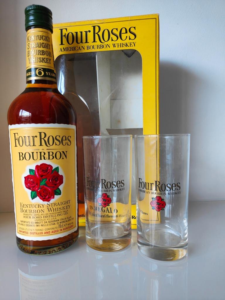 Four Roses 1970 Bottle, Gift Box + 2 glazen, 6years, Rare!!, Verzamelen, Wijnen, Nieuw, Overige typen, Overige gebieden, Vol, Ophalen of Verzenden