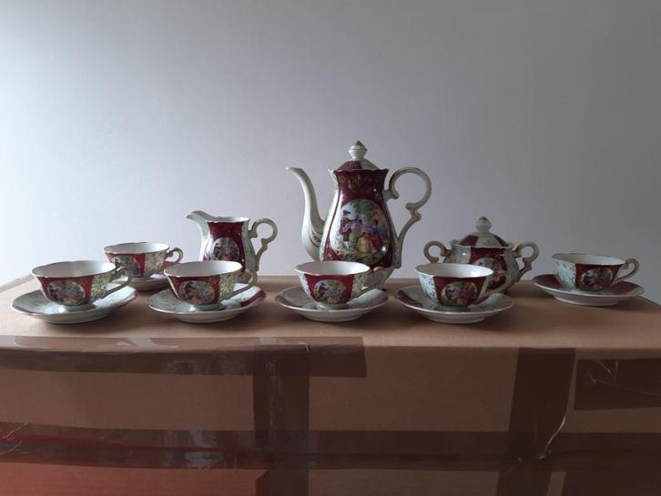 Mokka/Theeservies porselein 6-delig gestempeld Novex, Antiek en Kunst, Antiek | Servies compleet, Ophalen