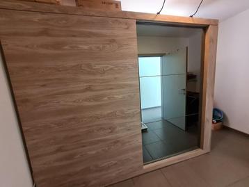 Kleerkast schuifdeuren met spiegel, Ophalen, Gebruikt, 200 cm of meer, Met hangruimte