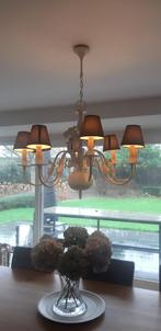 Beige kroonluchter, Huis en Inrichting, Lampen | Kroonluchters, Ophalen, Gebruikt, Metaal, Landelijk