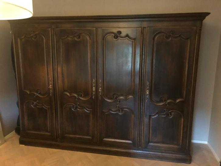 Belle Armoire Garde-Robe Chêne Massif-Ebeno, Antiquités & Art, Antiquités | Meubles | Armoires, Enlèvement