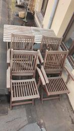 Volledige set houten inklapbare tuinset, Tuin en Terras, Ophalen, Gebruikt, Hout, Inklapbaar