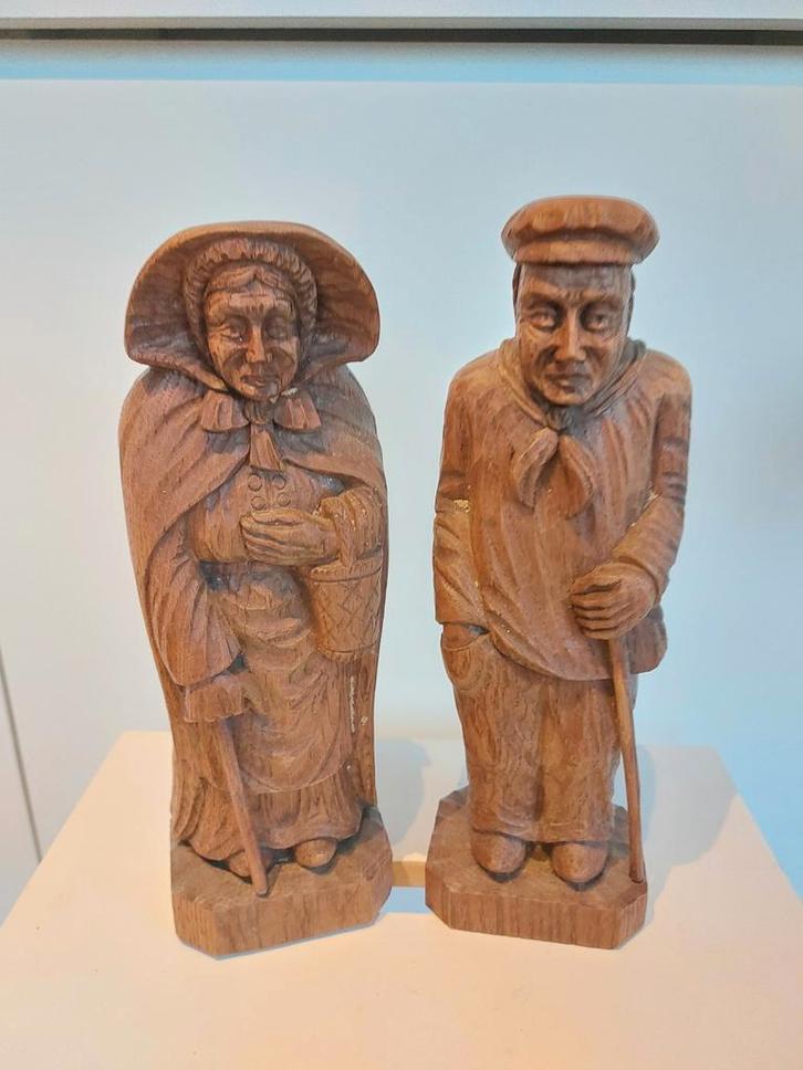 een paar traditionele Vlaamse gesneden eikenhouten sculpture, Antiek en Kunst, Kunst | Beelden en Houtsnijwerken, Ophalen