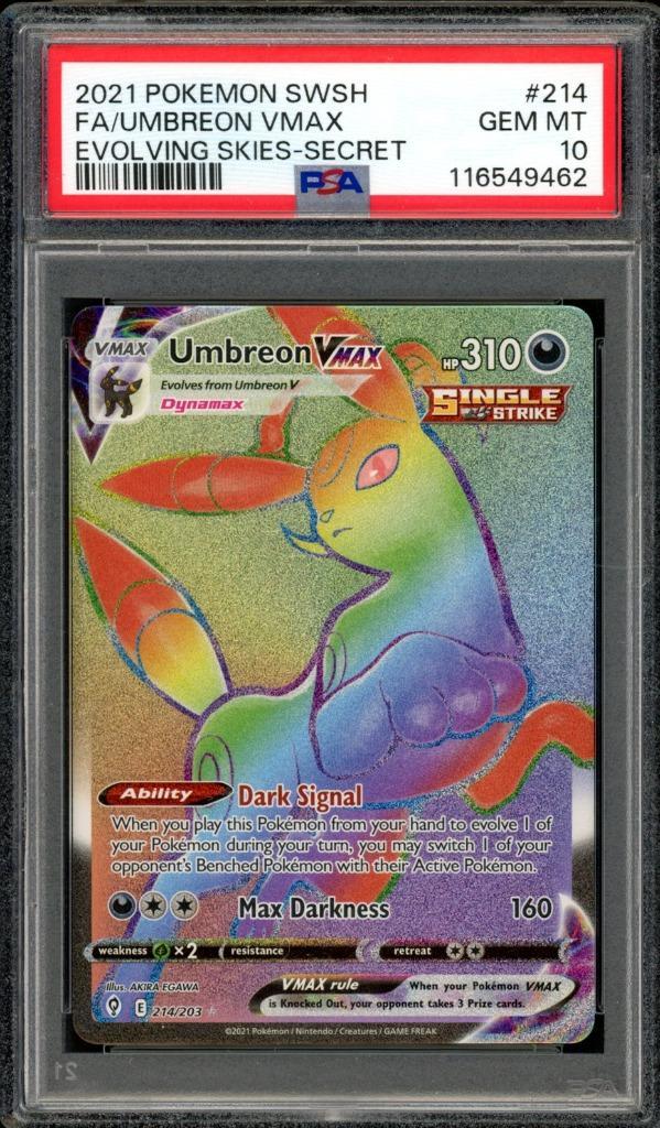 Umbreon VMAX PSA 10 - 214/203 - Evolving Skies 2021, Hobby en Vrije tijd, Verzamelkaartspellen | Pokémon, Zo goed als nieuw, Losse kaart