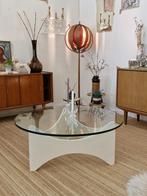 Vintage space age salontafel wit /glas 70s, Verzamelen, Ophalen, Huis en Inrichting