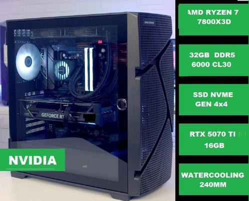 PC GAMER 4K AMD 7800X3D - RTX 5070 Ti DDR5 WATERCOOLING NEUF, Computers en Software, Desktop Pc's, Nieuw, 4 Ghz of meer, SSD, 32 GB