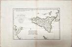 Antieke kaart Sicilië – Atlas Rollin 1818 – 50x35cm, Antiek en Kunst, Kunst | Etsen en Gravures, Ophalen of Verzenden
