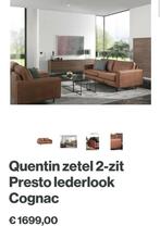 Quentin zetel 2-zit Presto lederlook Cognac, Huis en Inrichting, Ophalen of Verzenden, Zo goed als nieuw, Metaal