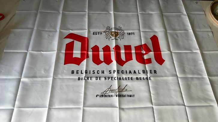 Vlag vintage Duvel Moortgat - mancave poolhouse 1,5m op 1m, Diversen, Vlaggen en Wimpels, Nieuw, Ophalen of Verzenden