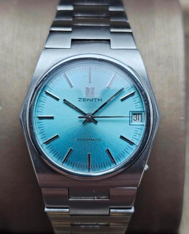 Zenith surf automatique vintage, Handtassen en Accessoires, Horloges | Antiek, Staal, Ophalen