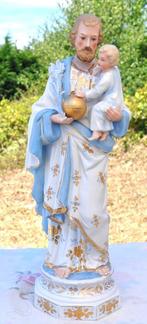 saint joseph a l'enfant en biscuit n g 4323 (bleu), Antiquités & Art, Enlèvement ou Envoi
