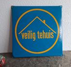 Panneau d'affichage émaillé Safe Home - Langcat, Collections, Marques & Objets publicitaires, Enlèvement ou Envoi, Utilisé, Panneau publicitaire