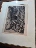G. Langie; ets: 'De Bruiloft'; Gentse kunstenaar, Antiek en Kunst, Kunst | Litho's en Zeefdrukken, Ophalen of Verzenden