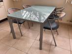 keukentafel en stoelen, Huis en Inrichting, Tafels | Eettafels, Ophalen, Gebruikt, Glas, Vier personen
