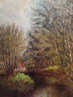 Schilderij M.VAN DEN BEMPT  60x50  "Kasteelgracht", Ophalen of Verzenden