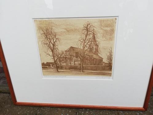 *A. Bogaerts: 2 werken over Serskamp: dorpsplein en kerk, Antiek en Kunst, Kunst | Etsen en Gravures, Ophalen of Verzenden