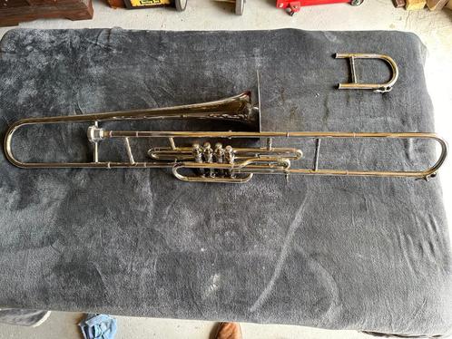 Mahillon Trombone 1929 4 pistons, Muziek en Instrumenten, Blaasinstrumenten | Trombones, Gebruikt, Tenor, Met koffer, Ophalen of Verzenden