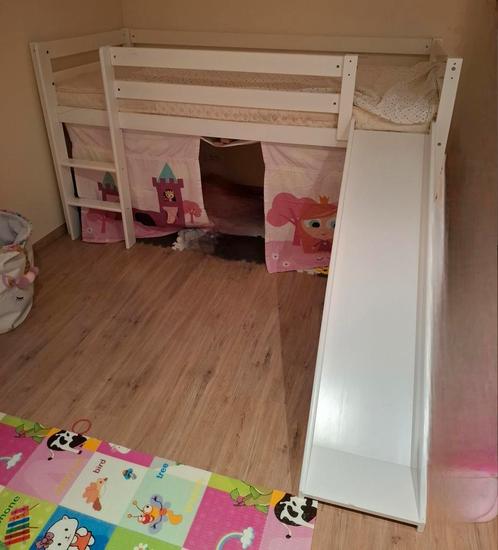 Flexa bed ( meisjeseditie roze), Kinderen en Baby's, Kinderkamer | Bedden, Gebruikt, 140 tot 160 cm, Hoogslaper of Stapelbed, Lattenbodem