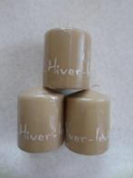 Set van 3 beige kaarsen Spaas Hiver Winter Invierno 9cm, Kunststof, Crème, Nieuw, Ophalen of Verzenden