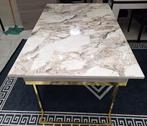 Marmerlook eettafel met gouden poten, Huis en Inrichting, Tafels | Eettafels, Ophalen, Zo goed als nieuw