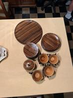 Bruin gestreept servies Sarreguemines digoin (Vintage), Ophalen, Overige materialen, Overige typen, Zo goed als nieuw