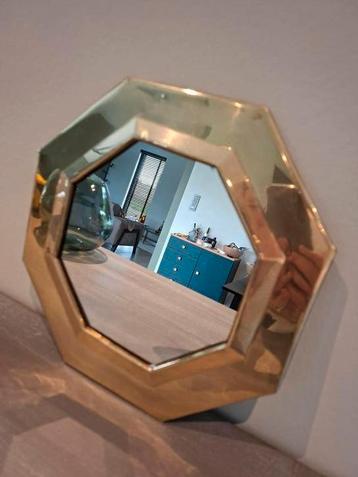 Achthoekige koperen spiegel. VINTAGE. 25X25. beschikbaar voor biedingen