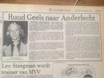 Voetbal. Ruud Geels gaat naar Anderlecht (krant 1978), Verzenden, Knipsel(s)