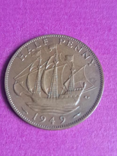 1949 Engeand 1/2 penny in brons George VI, Postzegels en Munten, Munten | Europa | Niet-Euromunten, Losse munt, Overige landen