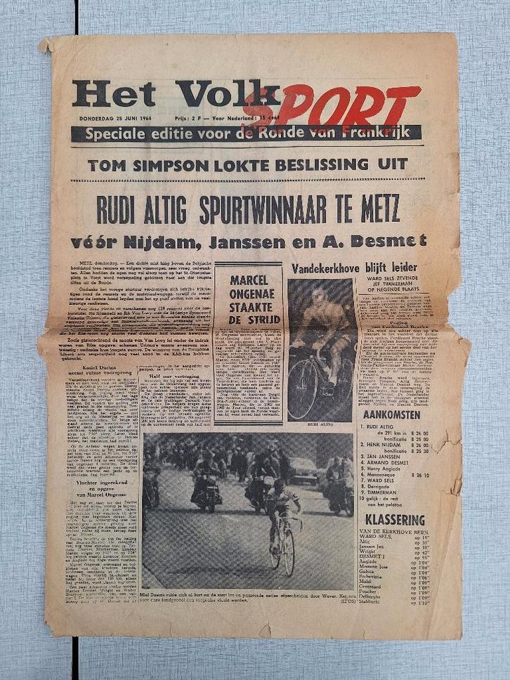 Sleen Buth Tour - Het Volk Sport 25/6/1964, Verzamelen, Stripfiguren, Gebruikt, Overige typen, Overige figuren, Ophalen of Verzenden