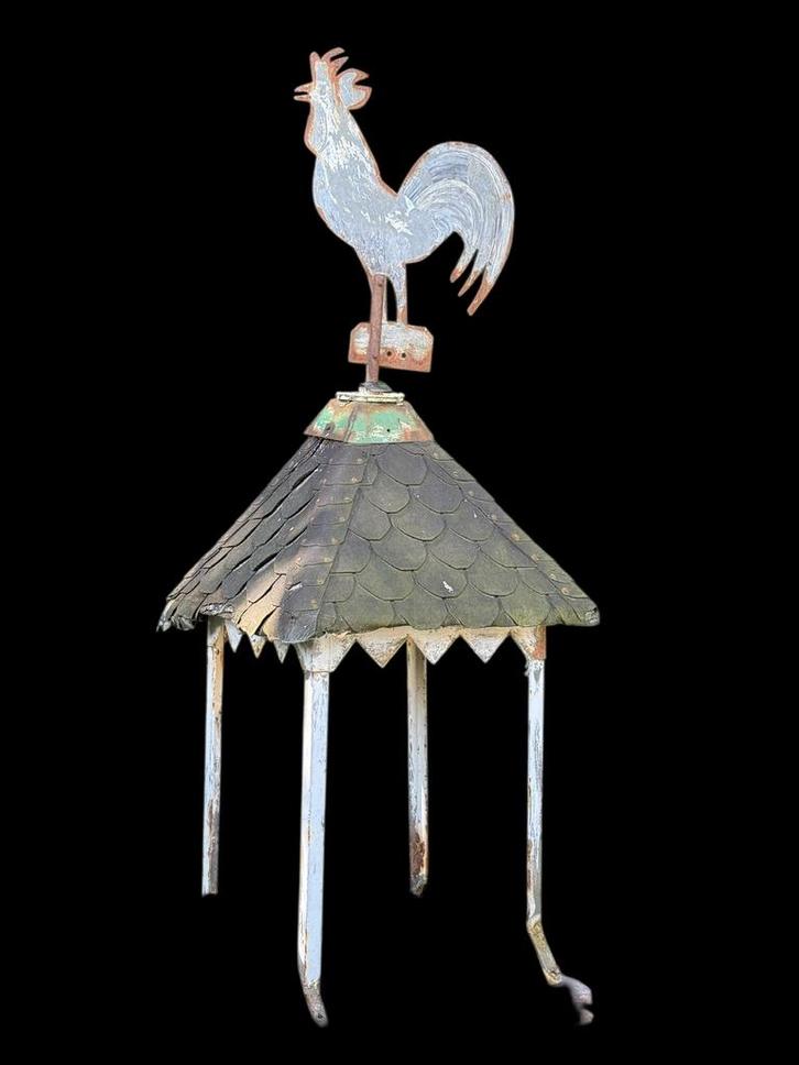 1950s Matalen Haan op Dakje, Tuin en Terras, Tuinbeelden, Gebruikt, Dierenbeeld, Metaal, Ophalen