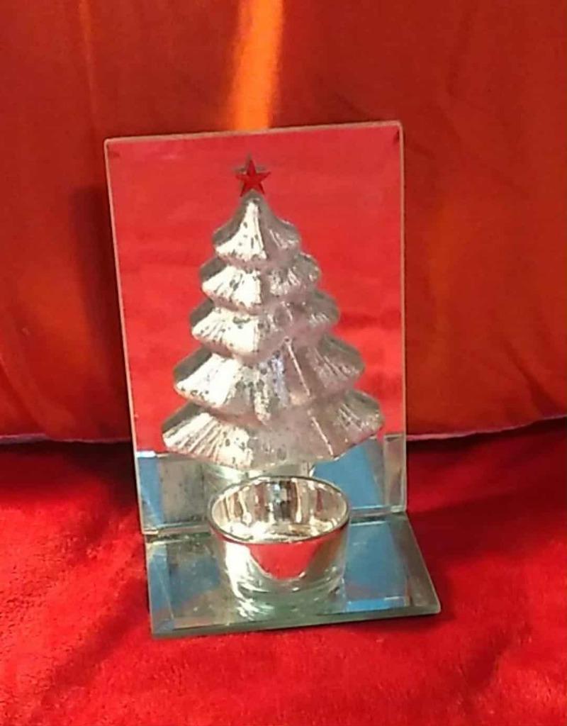 kerstboom theelichthouder met spiegel, Ophalen of Verzenden