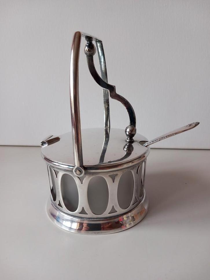 Suikerpot - Parmezaanse pot in verzilverd metaal (kenmerken, Antiek en Kunst, Antiek | Overige Antiek, Ophalen of Verzenden