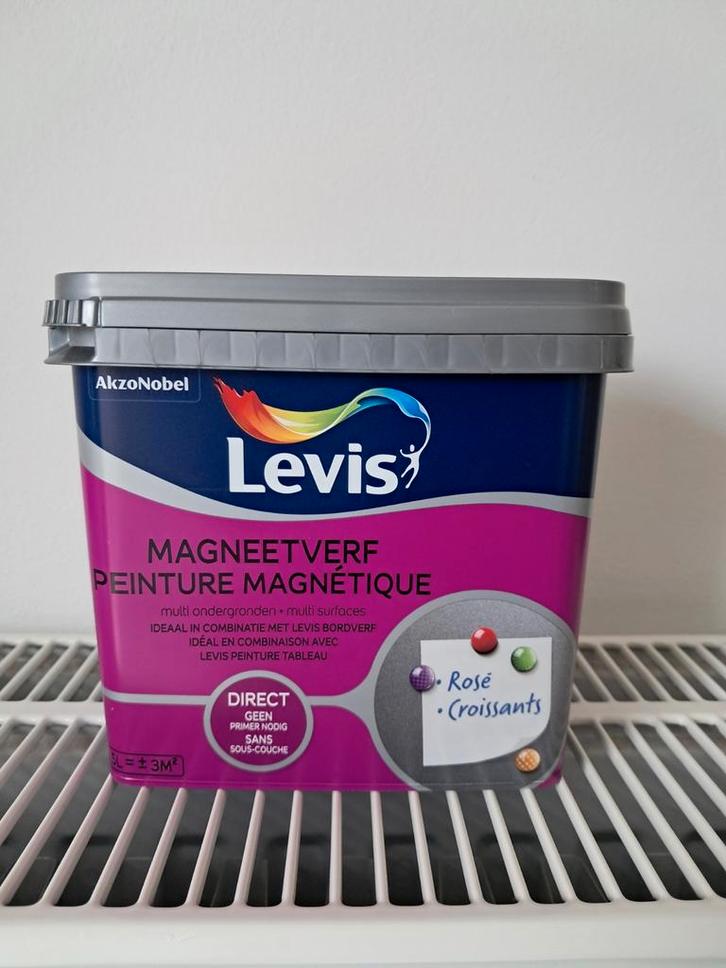 Levis magneetverf 0,5 liter, Doe-het-zelf en Bouw, Verf, Beits en Lak, Nieuw, Verf, Minder dan 5 liter, Grijs, Ophalen