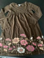 H&M bruin stretch kleedje met bloemen onderaan: 122/128, Meisje, Ophalen of Verzenden, Zo goed als nieuw, Jurk of Rok