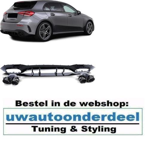 AMG Look Uitlaat Sport Diffuser Hoogglans Zwart Voor MB A Kl, Auto diversen, Tuning en Styling, Verzenden