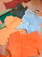 Grote bak met leder, huiden, restleder, hobbyleder, Hobby en Vrije tijd, Stoffen en Lappen, Ophalen, Zo goed als nieuw, Leer of Kunstleer