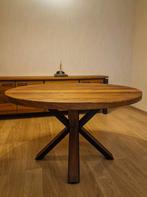 Houten tafel, Huis en Inrichting, Tafels | Eettafels, Ophalen, Rond, Zo goed als nieuw, Vijf personen of meer