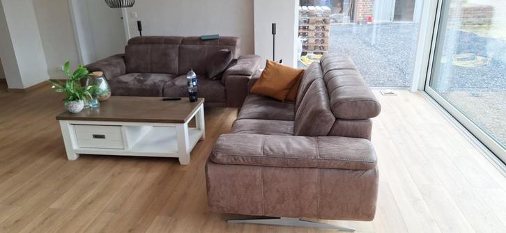 Lederen salon Henders & Hazel, Huis en Inrichting, Zetels | Zetels, Gebruikt, Rechte bank, Overige maten, 200 tot 250 cm, 75 tot 100 cm