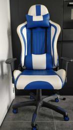 gaming chair blauw-wit, Huis en Inrichting, Blauw, Gebruikt, Bureaustoel, Gaming bureaustoel