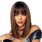 Pruik bob steil model in bruinmix model Faya, Verzenden, Nieuw