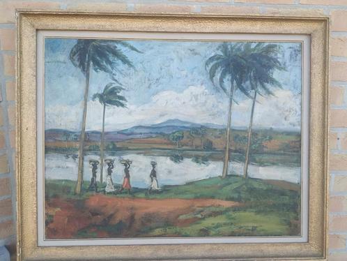 Afrikaanse scène schilderijlijst, Antiek en Kunst, Kunst | Schilderijen | Klassiek, Ophalen of Verzenden