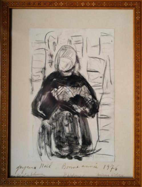 Unieke Kerst-/Nieuwjaarskaart uit 1976 van H.V.WOLVENS, Antiek en Kunst, Kunst | Etsen en Gravures, Ophalen of Verzenden