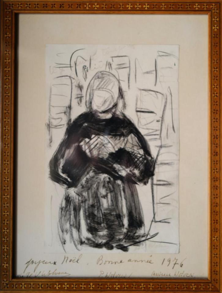 Unieke Kerst-/Nieuwjaarskaart uit 1976 van H.V.WOLVENS, Antiek en Kunst, Kunst | Etsen en Gravures, Ophalen of Verzenden