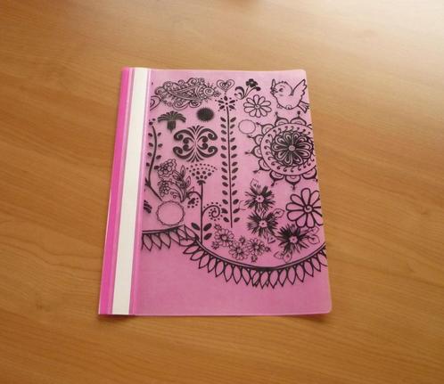 Set van 2 fuchsia roze transparante A4 mapjes map met zwart, Diversen, Schoolbenodigdheden, Ophalen of Verzenden