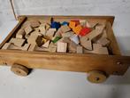 Houten blokken in karretje, Kinderen en Baby's, Ophalen, Gebruikt