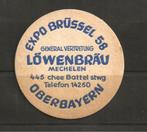 Bier-Kaart-Lowenbrau-Oberbayeren-Brasseries-Expo-58-Rare, Verzenden, Gebruikt, Viltje(s)