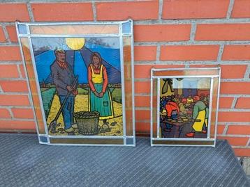 2 glasramen een grote en een kleine handwerk,UNIEK! beschikbaar voor biedingen